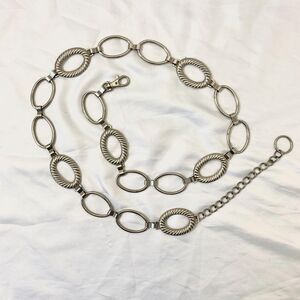 Early 2000s Chunky Silver Conch Chain Waist Belt Adjustable 40' - 46"
